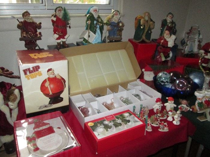 Large collection of Christmas santas.