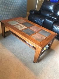 #56	Coffee Table with Tile Top Wood  28x48x19.5 on wheels	 $125.00 
