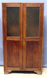 Pie Safe/ Converted Bookcase / Wardrobe Glass Doors, Paneled with Frosted Textured Wood, 37.5"W x 69"H 16"D