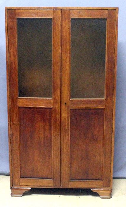 Pie Safe/ Converted Bookcase / Wardrobe Glass Doors, Paneled with Frosted Textured Wood, 37.5"W x 69"H 16"D