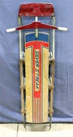 Silver Streak Snow Sled, Wood and Metal, 53"L