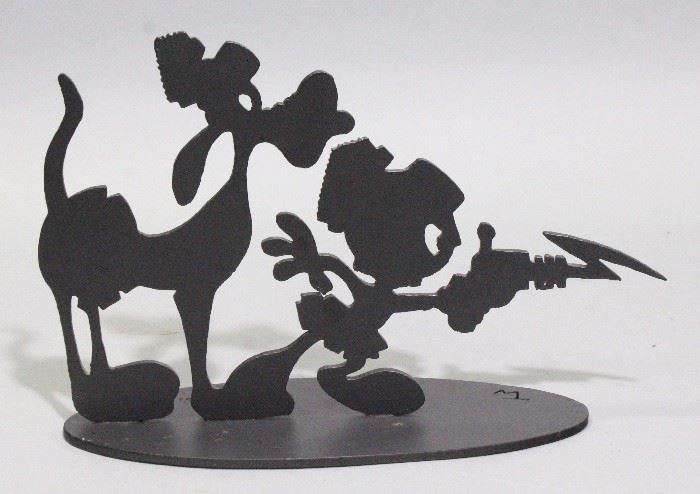 Warner Brothers "Marvin the Martian and K9" Silhouette Laser Sculpture, Signed "TW", Numbered 180/1200, 10"W x 8.5"H