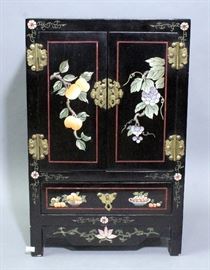 Small Chinese Lacquer Cabinet, 14"W x 22"H x 8"D