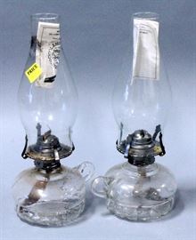 Lamplight Farms Kerosene Oil Lamps, 11.5"T, Qty 4, and Art Deco Headboard Bed Reading Lamp, 11"