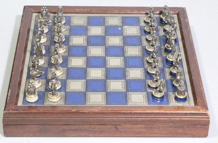 Franklin Mint Pewter Civil War Chess Set, 13" x 13", Complete
