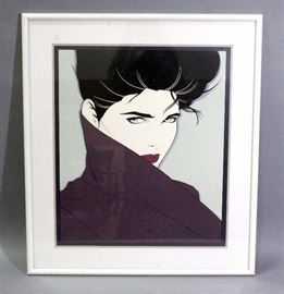 Patrick Nagel "The Book" Print, Believed to be Limited Edition, Matted and Framed, 31" x 35"
