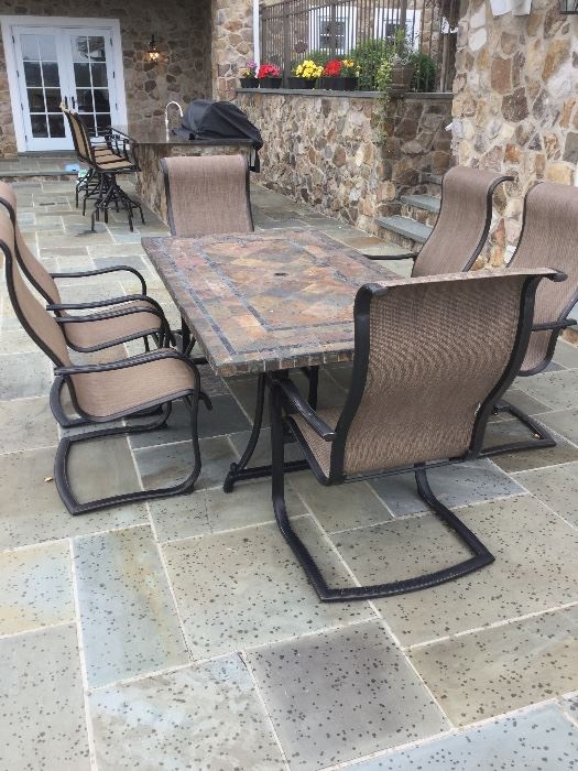 SLING BACK PATIO CHAIRS AND TABLE