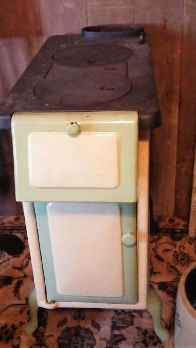 antique cream and green kitchen heater
