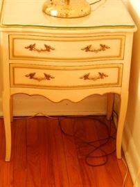 French Provencial night stand w/ glass top