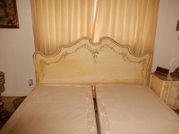 Beautiful king size bed with painted floral design
