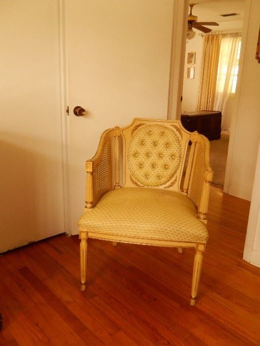 Hollywood Regency caned arm chair