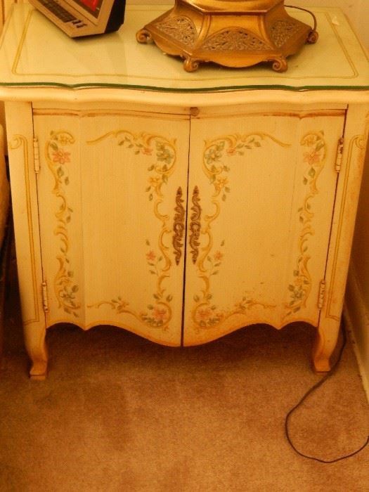 Matching night stand also with cut glass top