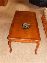 Leather top country French coffee table