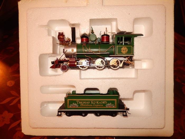 First box of Thomas Kinkade "Christmas Express" electric train. Balance of set follows. This is a beautiful set.