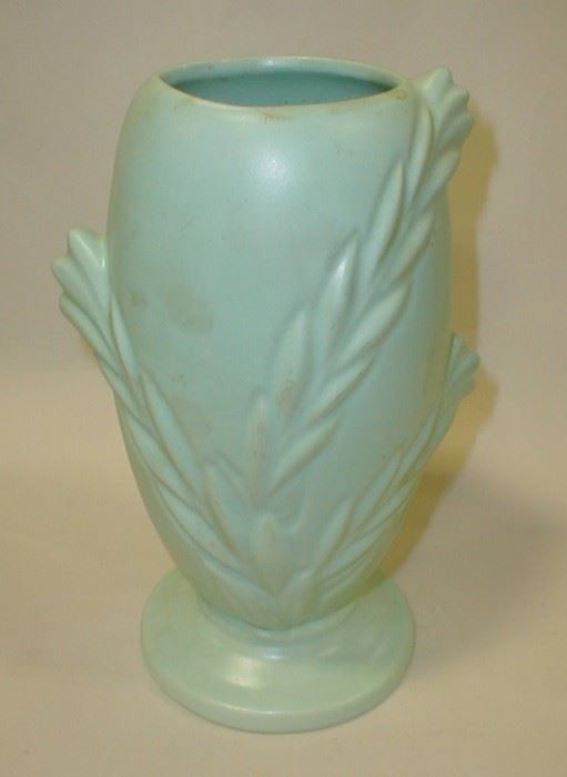 Matt green art pottery vase
