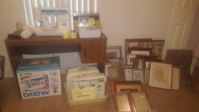 2 Sewing Machines, Sewing Table, Picture Frames