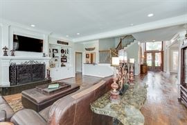 Buffet table behind couch, granite top, goes great with mirror in first picture.