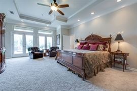 Henredon King size bed, Maitland-Smith side tables, and Henredon armoire (see next picture). Mattress can be included (less than 1 year old). Ralph Lauren bedding can be included as well.