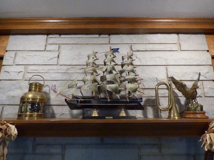 Lantern, decorative ship and misc.