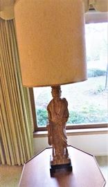 Tall Asian figure table lamp - this table is not for sale.
