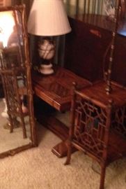 Asian style large mirror, lamp table and misc.