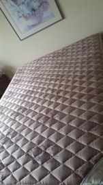 QUEEN MATTRESS AND BOX SPRINGS ON BED FRAME