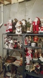 AND MORE SANTAS AND OLD PICTURES ON THIRD SHELF DOWN
