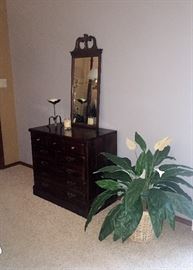 Ethan Allen chest of drawers  -  Mirror  - Plant