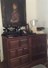 One of a matching pair of Vintage mid Century modern Bozak speakers in Walnut Cabinets with sculptural folding front doors