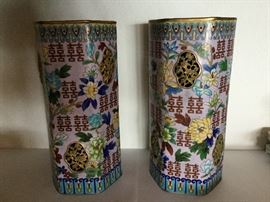 Cloisonné Decor of six sided large holders