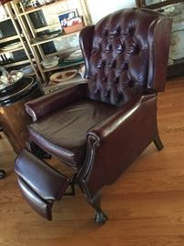 Leather Chair only slightly reclined