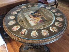 Table extraordinaire, please see additional photos of details, this is full view of top but still does not show intricate gold work around center scene