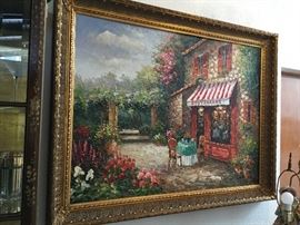 Very large palette style Restaurant original art in exquisite frame