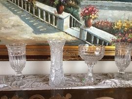 Brilliant cut crystal tall base, other cut crystal to celebrate life