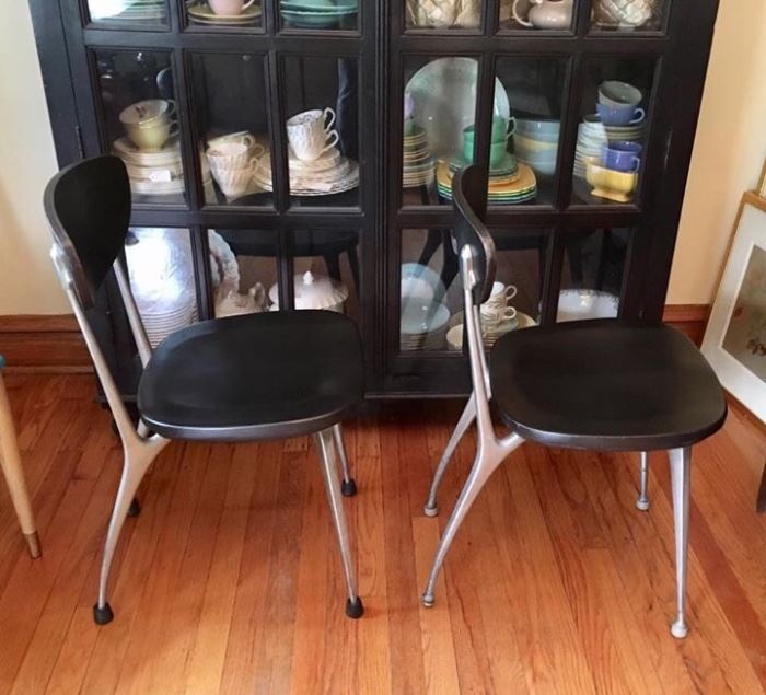 1950s Shelby Williams gazelle-leg chairs 