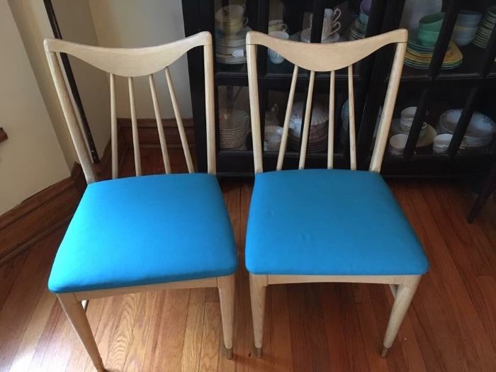 Pair of 1959 Keller danish modern dining chairs