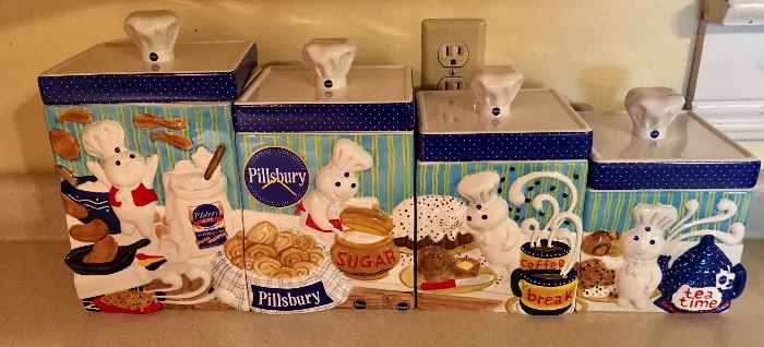 New in box! Vintage Pillsbury Dough Boy canister set