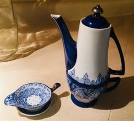 Beautiful tea for one set with tea tray