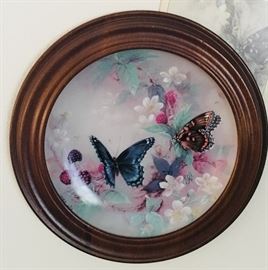 Butterflies and berries. Nicely framed plate