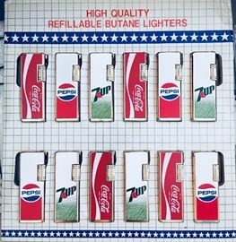 Vintage lighters never used! Pepsi, Coca Cola and 7Up