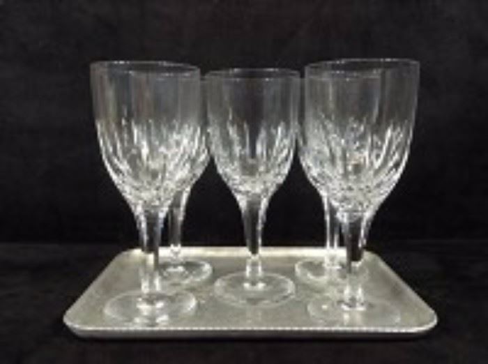  Crystal Stemware And Hand Forged Tray 