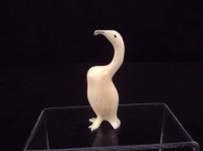  KOKULUK Signed Carved Bone Bird Figurine 