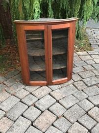 Beautiful hanging corner curio with glass doors
