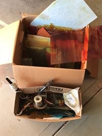 Box of Stained Glass and tools
