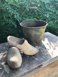 Wooden Shoes, Great Old Bucket for Farmhouse Decor