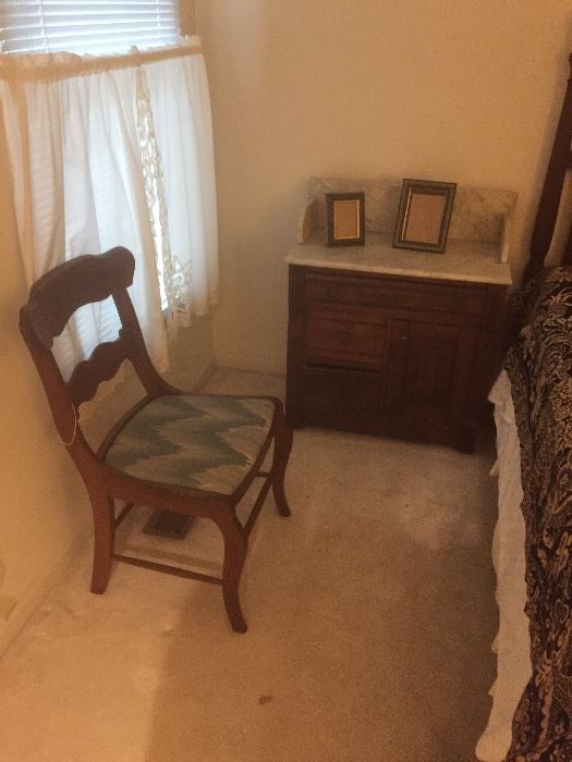 Washstand and dining room chair