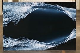 Massive Contemporary Color Photograph Mounted On Plexiglass- Waves Crashing On The Shore