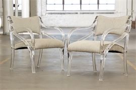 Pair Of Well Defined Lucite And Upholstered Armchairs #2