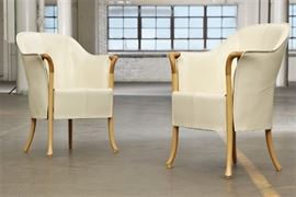 Pair Of Giorgetti Progetti Leather Armchairs