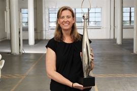 Polished Sculptural Stainless Steel Lamp